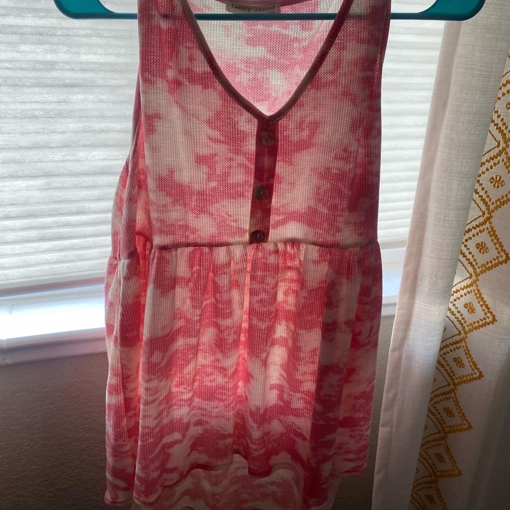 Pink Lily Pink and White Tanktop
